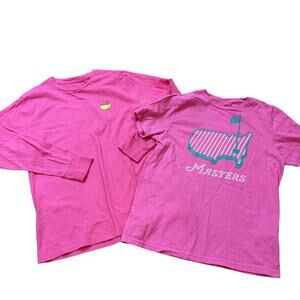 Lot of 2 Pink Girls Masters T-shirts Size 8 Azalea Amen Corner ANGC Golf Casual